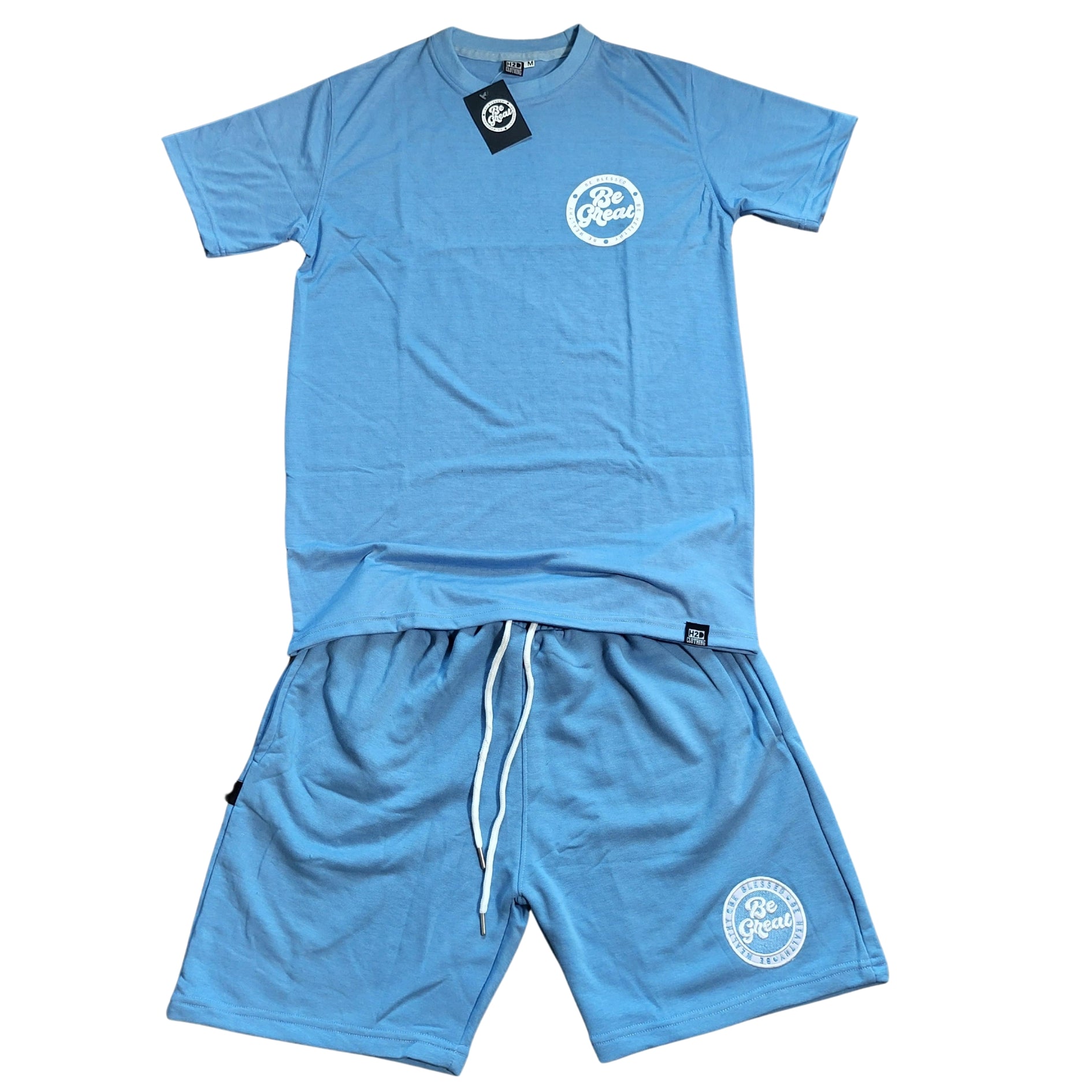 Circle of Excellence T-shirt & Shorts Set | Sky Blue & White